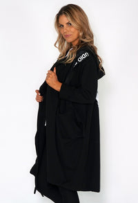 Black 3/4 Length Coat with Back Circle Print