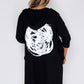 Black 3/4 Length Coat with Back Circle Print