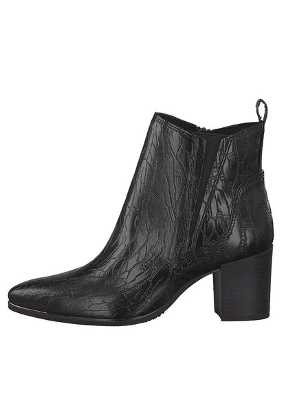 Black Croc Print Ankle Boot