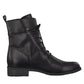 Black Faux Leather Laced Ankle Boot