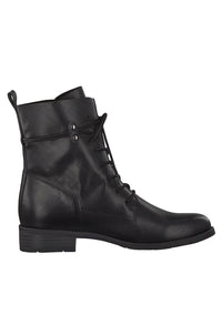 Black Faux Leather Laced Ankle Boot