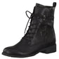 Black Faux Leather Laced Ankle Boot