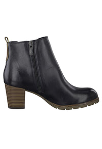 Navy Leather Look Ankle Boot