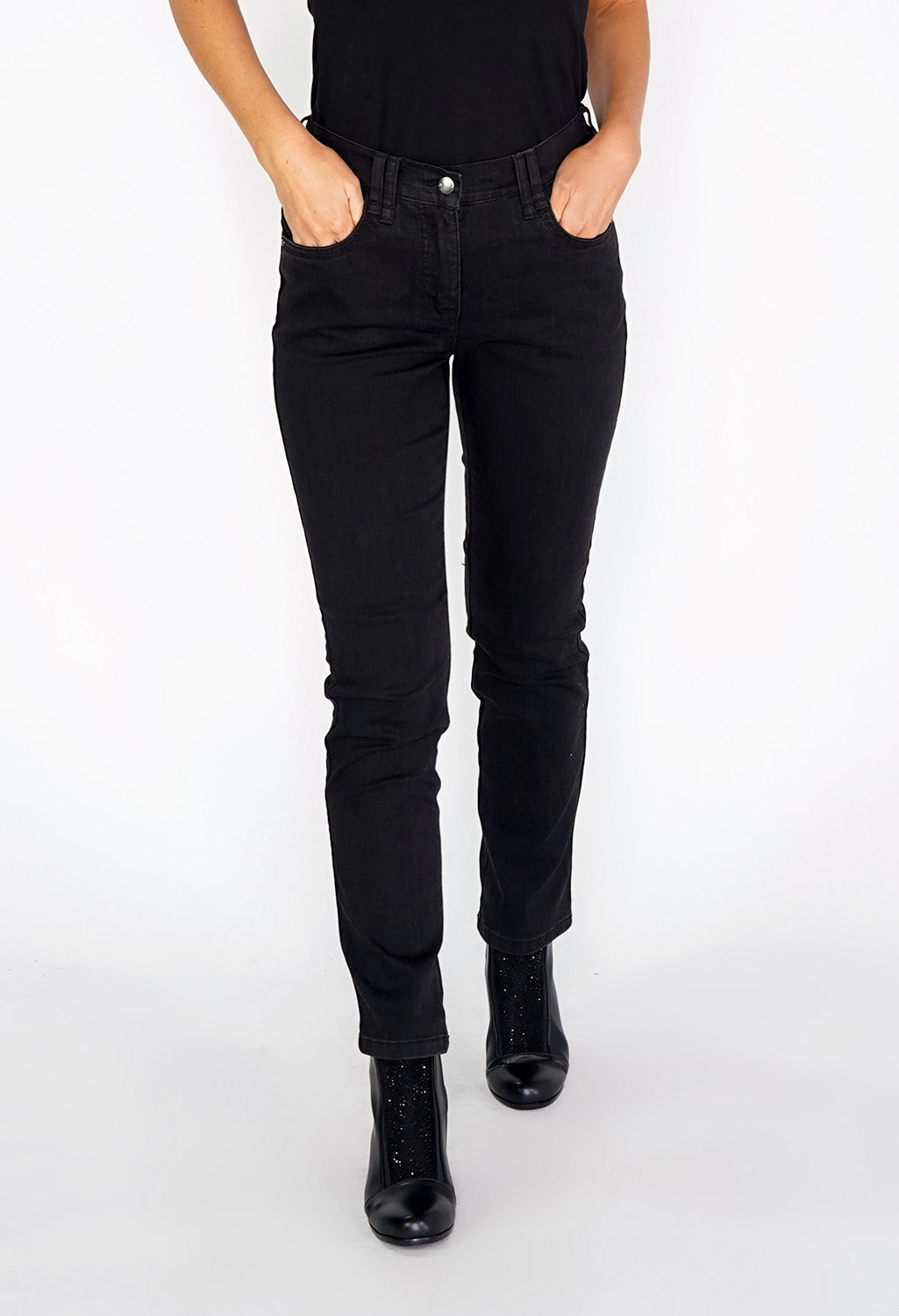 Charcoal 5 Pocket, Comfort Fit High Rise Jeans