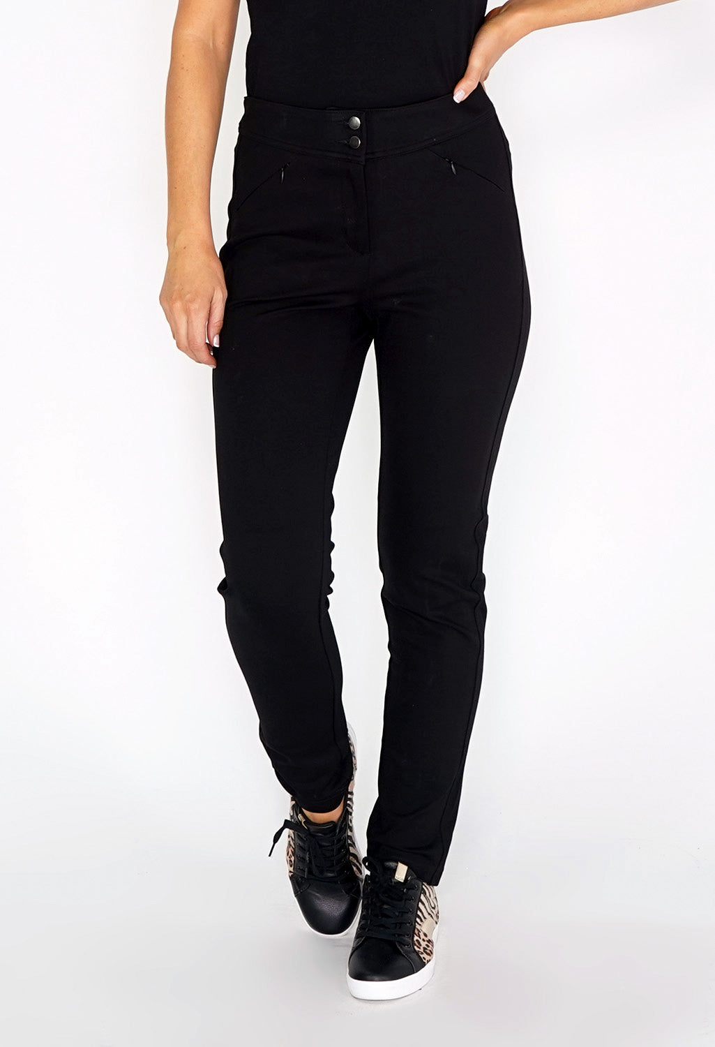 Black Double Button Trousers