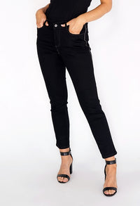 Black Side Glitter Plait Straight Leg Jeans