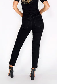 Black Side Glitter Plait Straight Leg Jeans