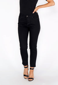 Black Side Glitter Plait Straight Leg Jeans