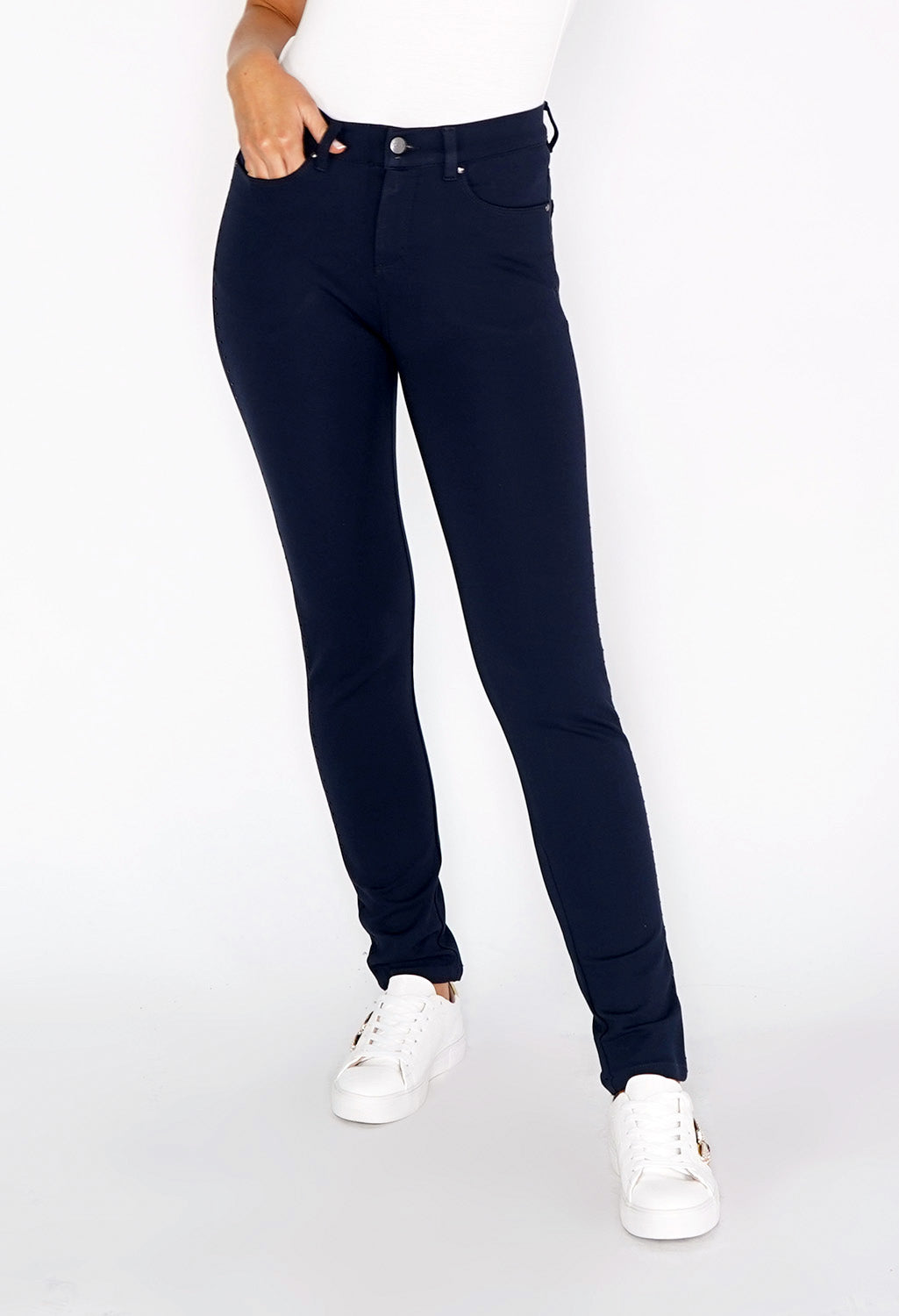 Sophie B Navy Tuxedo Leg with Diamante Details