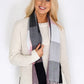 Grey and Pink Checked Scarf with Tasselled Ends