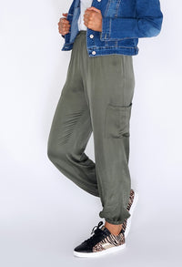 Zapara Green Silk Genie Joggers