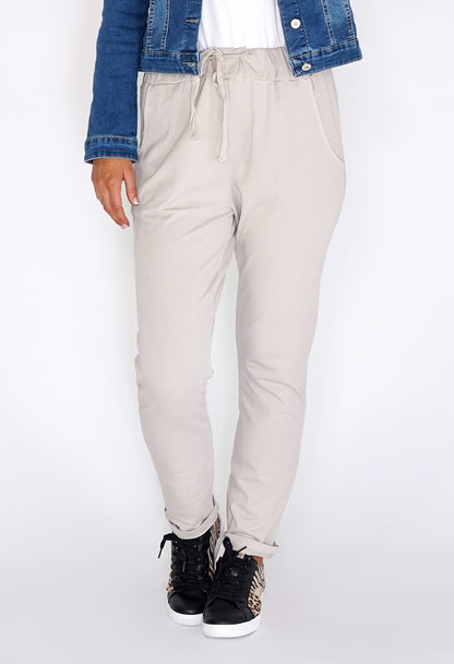 Zapara Cream Joggers with Turned Up Leg