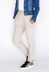 Zapara Cream Joggers with Turned Up Leg