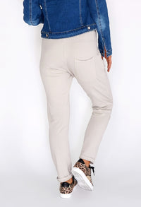 Zapara Cream Joggers with Turned Up Leg