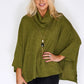 Green Oversized Batwing Knit Jumper with Necklace Detail