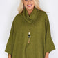 Green Oversized Batwing Knit Jumper with Necklace Detail