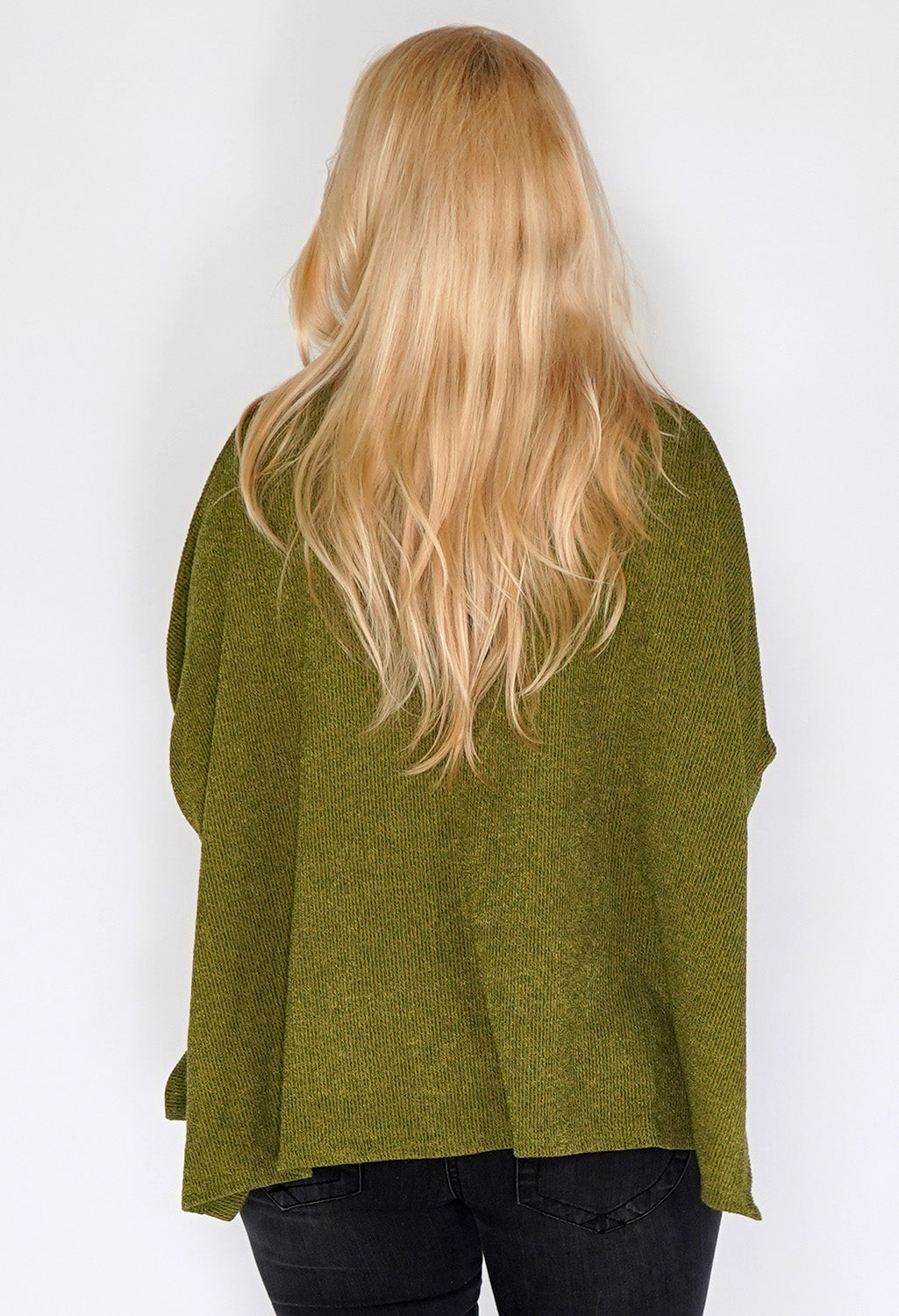 Green Oversized Batwing Knit Jumper with Necklace Detail