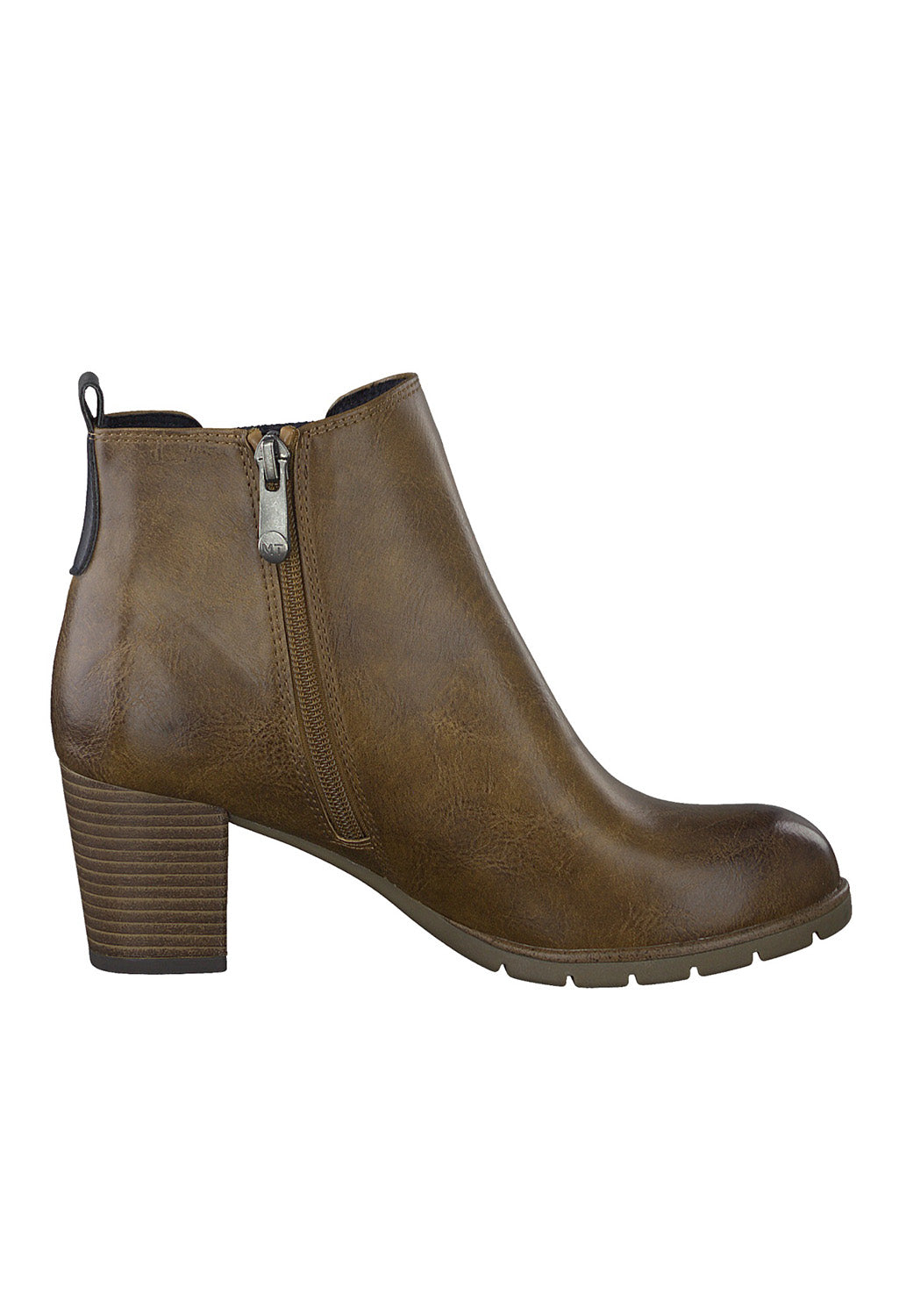 TAN  LEATHER LOOK ANKLE BOOT