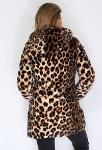 Reversible Black and Leopard Print Coat