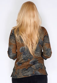 Autumnal Pressed Leaf Print Pullover