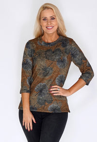 Autumnal Pressed Leaf Print Pullover