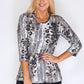 Bicalla Sand and Grey Water Leopard Print Knit Top