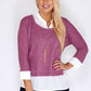 Pink Knit Pullover with Shirt Details and Necklace