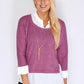 Pink Knit Pullover with Shirt Details and Necklace