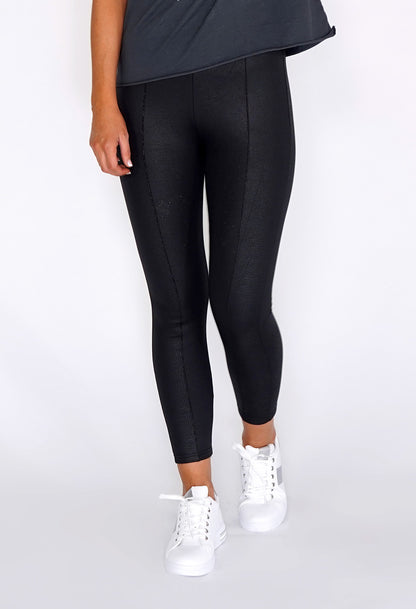 Black Snake Skin Fleece Lined Leggings