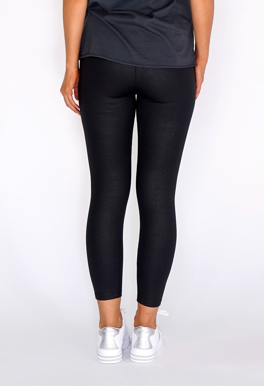 Black Snake Skin Fleece Lined Leggings