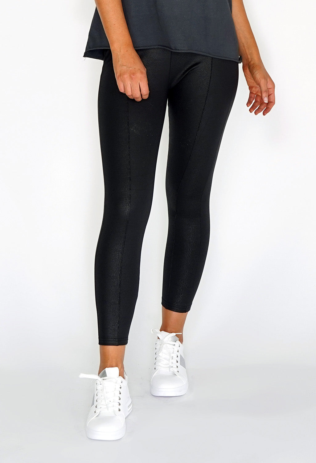 Black Snake Skin Fleece Lined Leggings