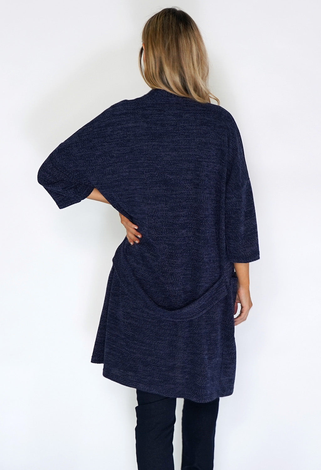 Navy Open Knit Cardigan