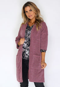 Dark Rose Open Knit Cardigan