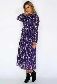 Zapara Purple Flowing Midi Dress