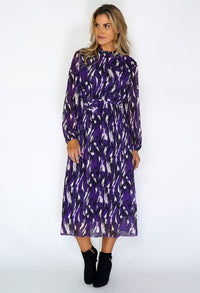 Zapara Purple Flowing Midi Dress