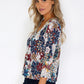 Zapara Glitter Neck Printed Top