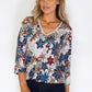 Zapara Glitter Neck Printed Top