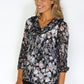 Zapara Black Printed Ruffle Blouse