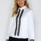 White Shirt with Black Lace Front