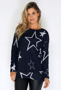 Navy Star Print Jumper