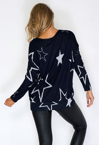 Navy Star Print Jumper