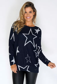 Navy Star Print Jumper