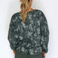 Khaki Dropped Shoulder Camouflage Knit Top