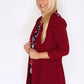 Sophie B Red Knit Open Cardigan with Button Shoulder