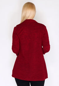 Sophie B Red Knit Open Cardigan with Button Shoulder