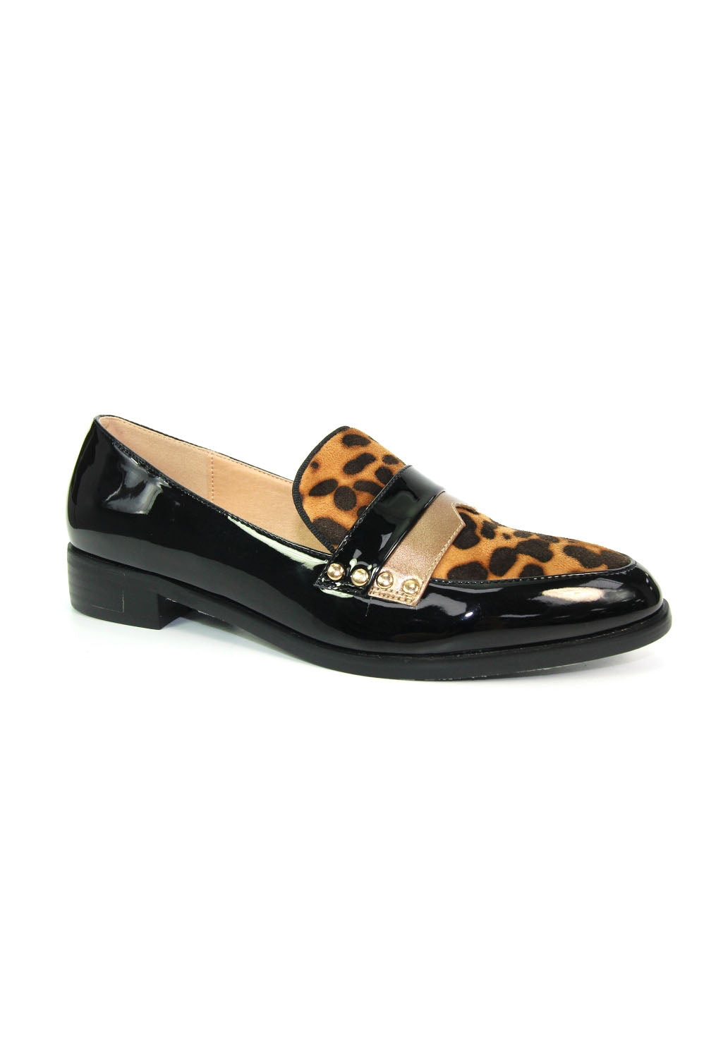 Lunar Black Loafer with Ocelot Print