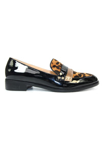 Lunar Black Loafer with Ocelot Print