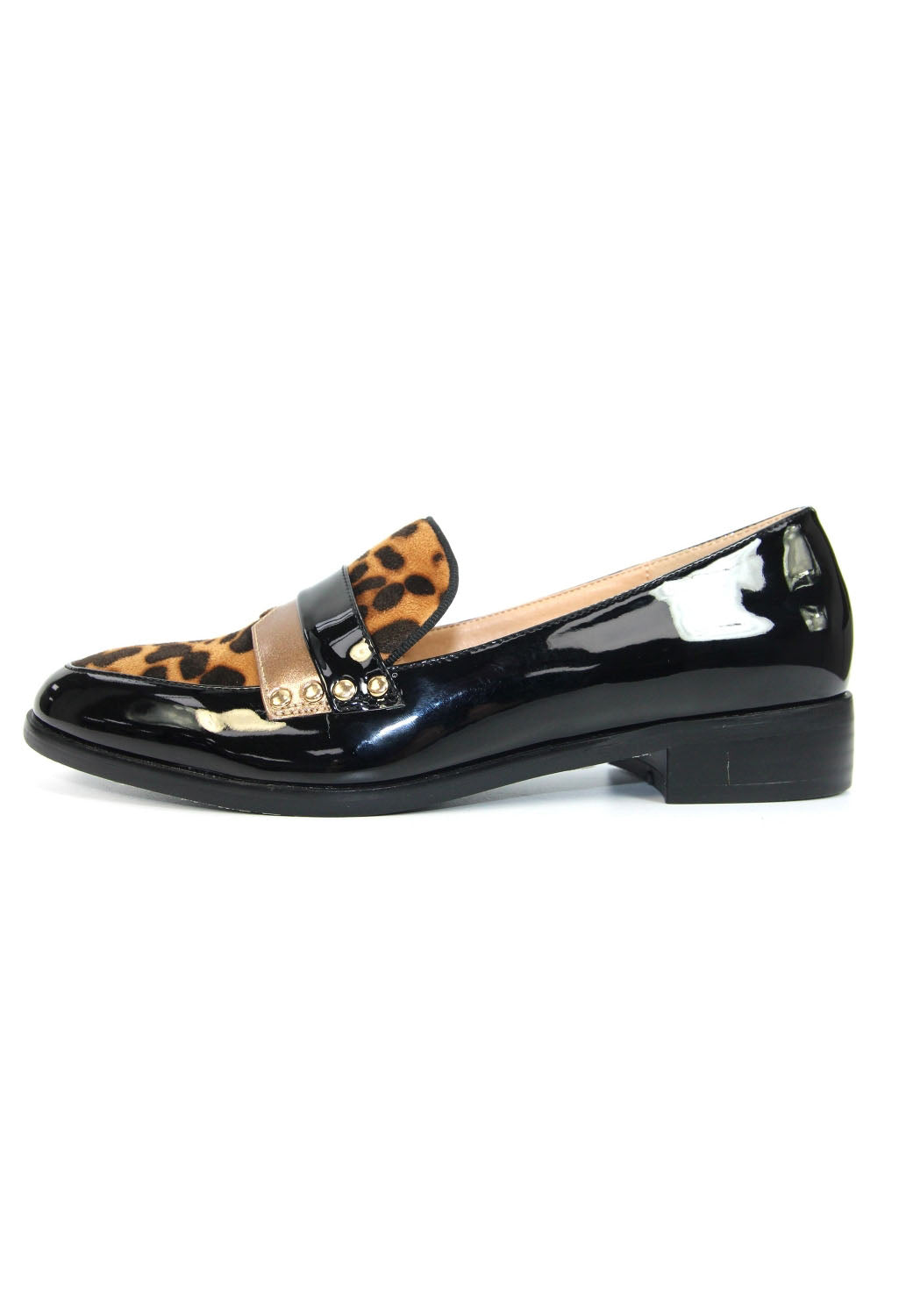 Lunar Black Loafer with Ocelot Print