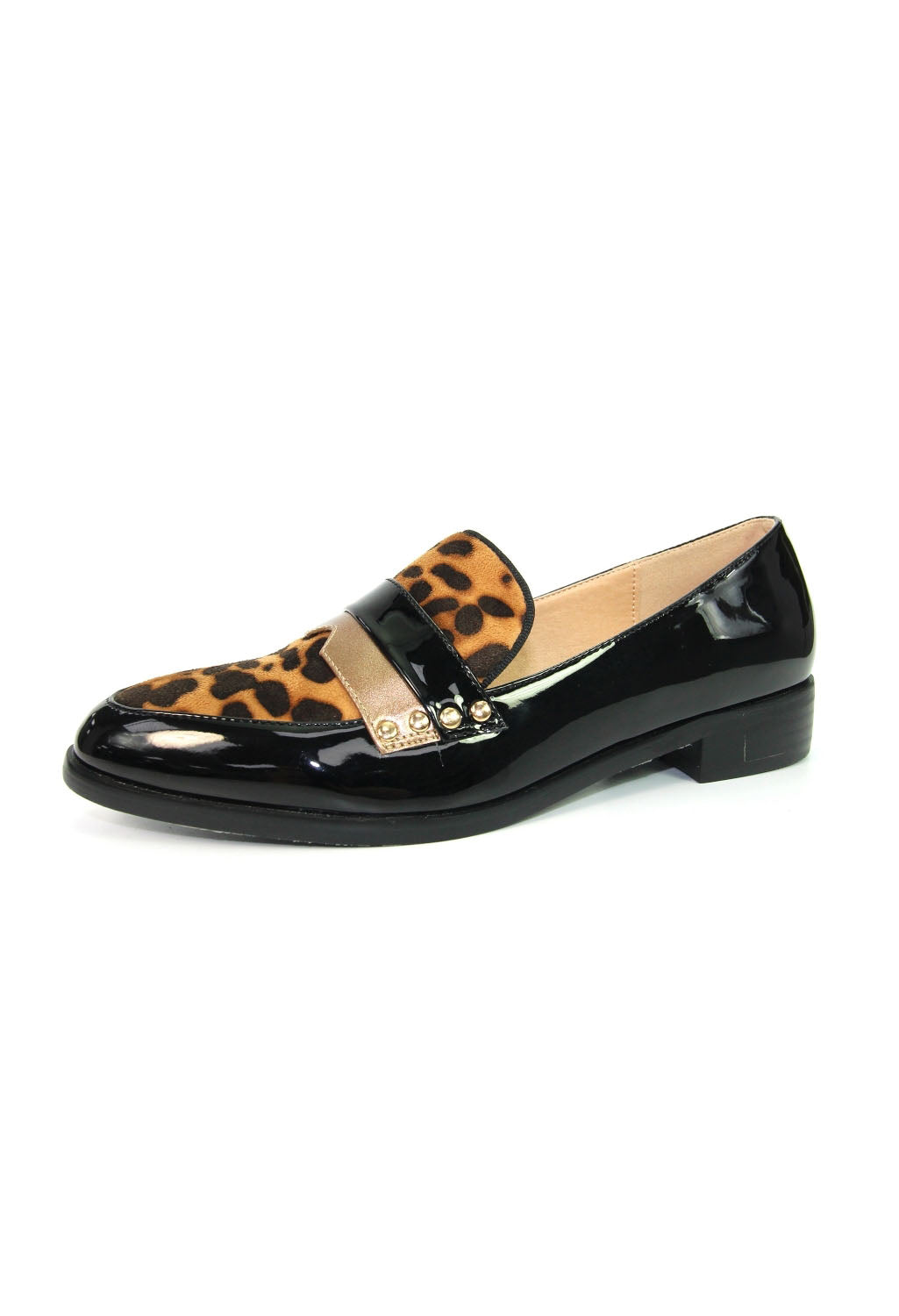 Lunar Black Loafer with Ocelot Print