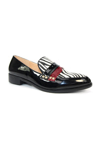 Lunar Black Loafer with Zebra Print